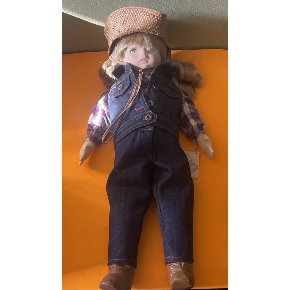 Dolls By Pauline 21" Cloth Rag Doll COWGIRL OOAK Sculpted by Linda Murray 1985